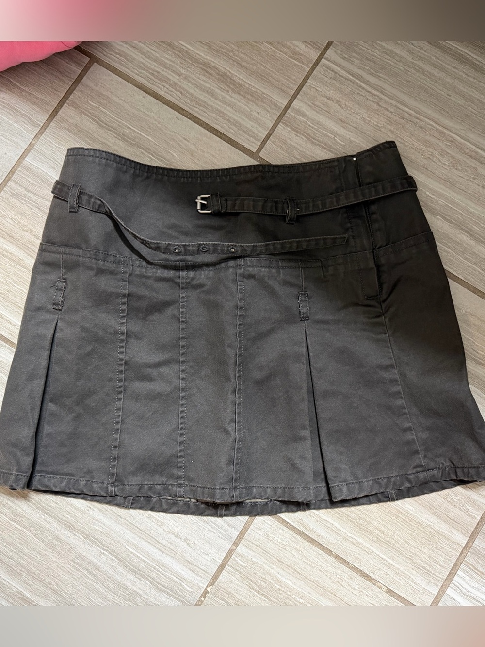 Zara Black Pleated Mini Skirt with Slim Belt